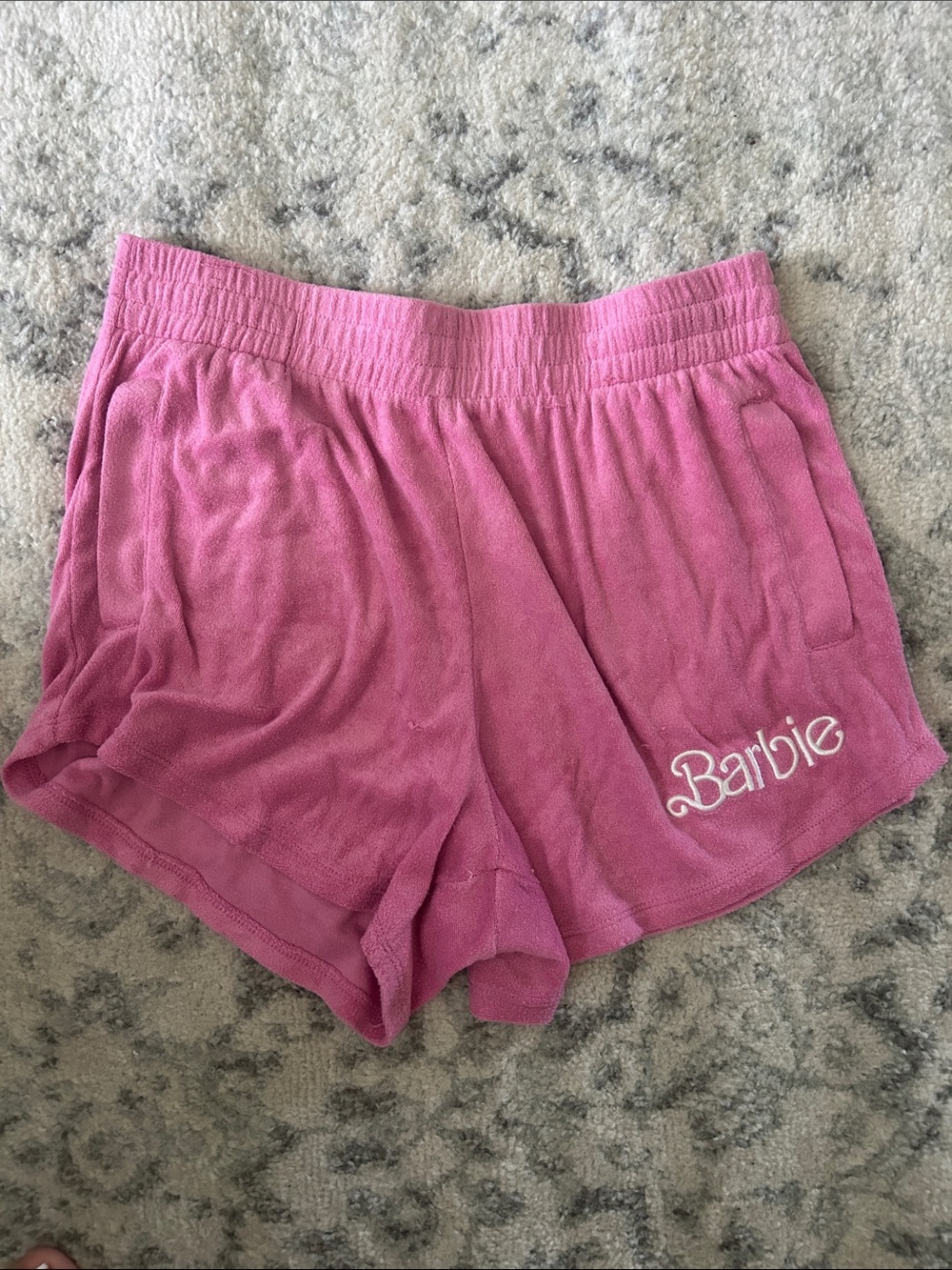 Barbie Hot Pink Terry Lounge Shorts with Logo